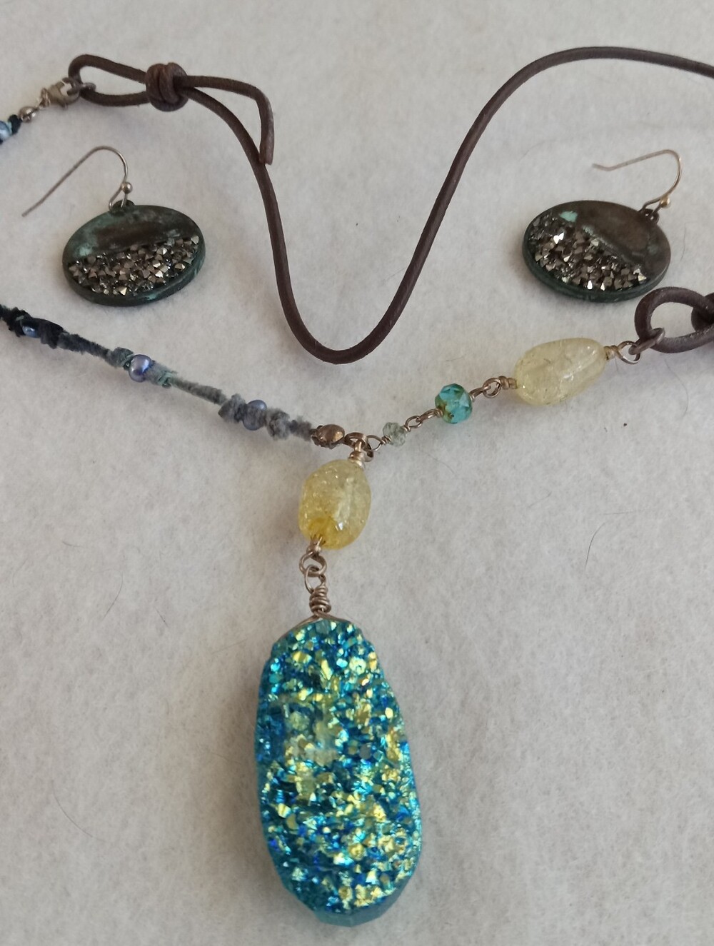 Druzy Necklace & Earring Set